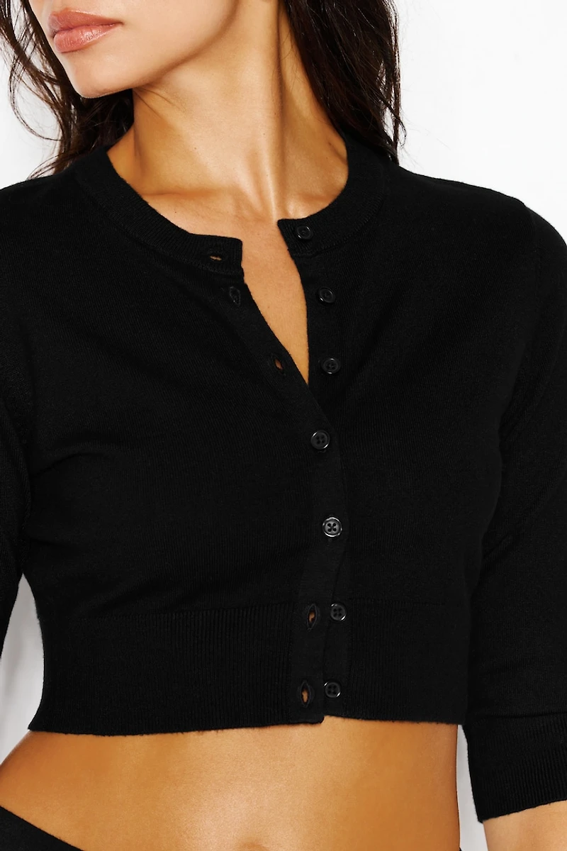 Ultra Cropped Cardigan Long Sleeve Top