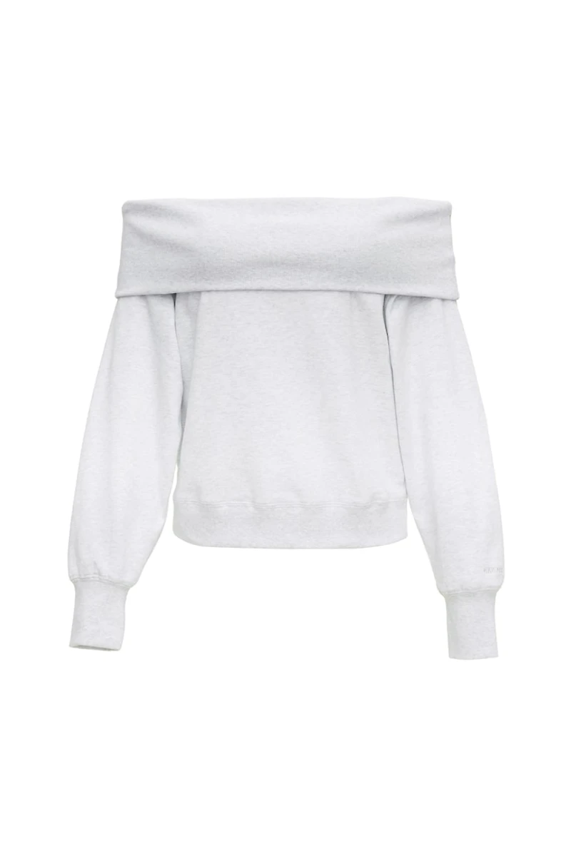 SoftTerry Foldover Off Shoulder Sweatshirt