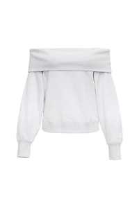 SoftTerry Foldover Off Shoulder Sweatshirt