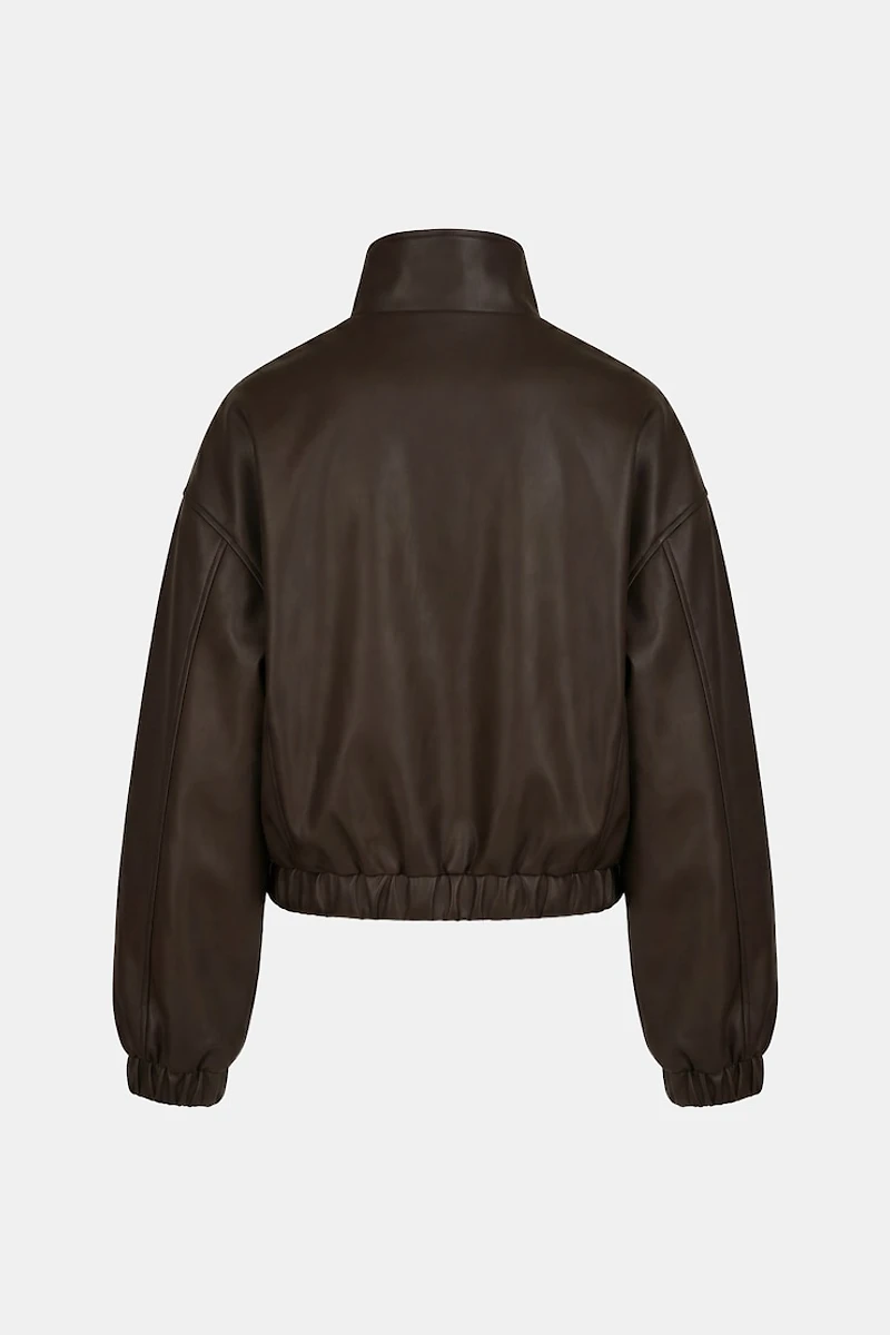 Oversized Faux Leather Bomber Jacket