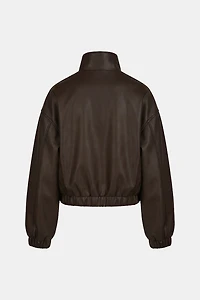 Oversized Faux Leather Bomber Jacket