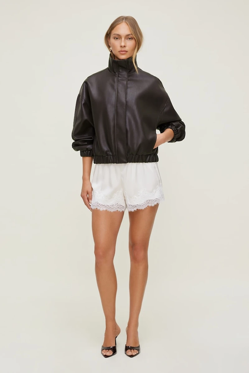 Brynn Faux Leather Bomber Jacket