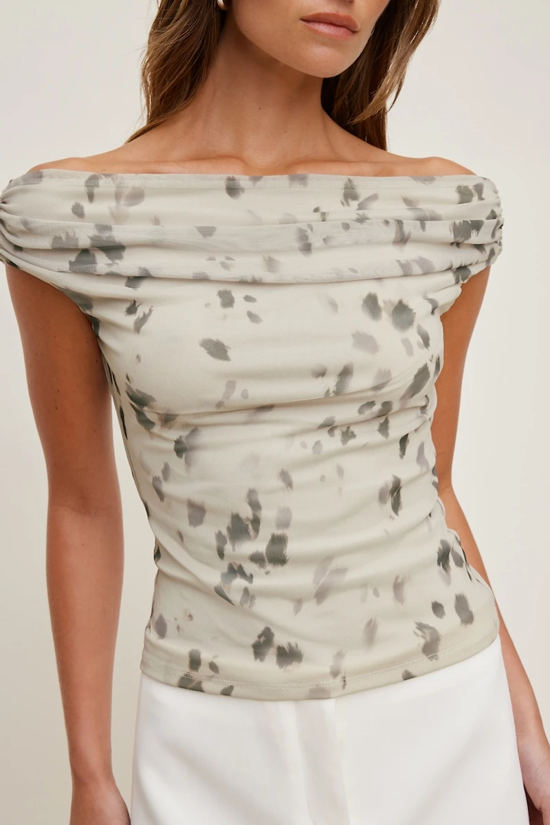 Off Shoulder Mesh Top