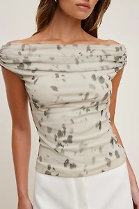 Off Shoulder Mesh Top
