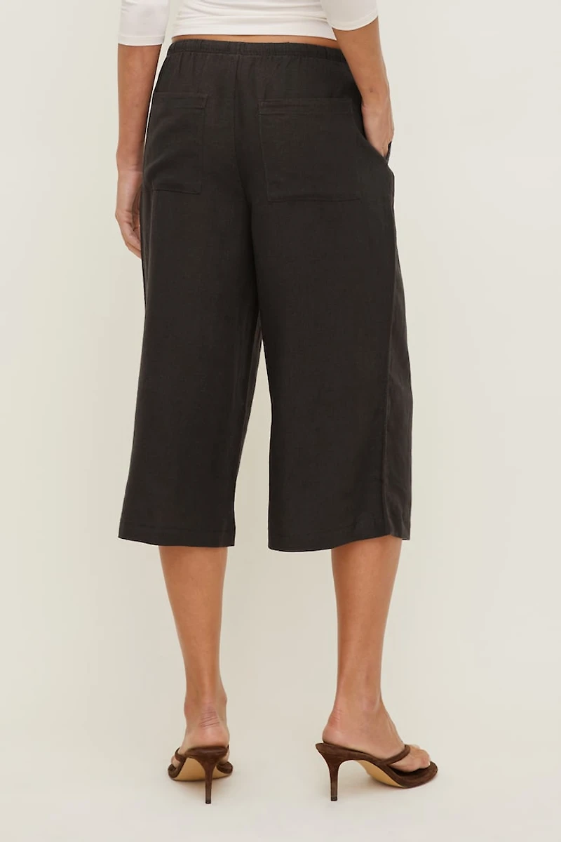 Pantalon capri en lin Leo