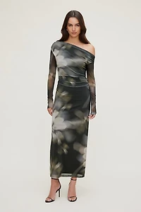 Off Shoulder Mesh Maxi Dress