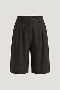 Linen High Rise Bermuda Shorts