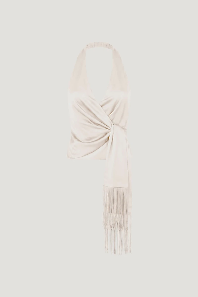 Fringe Satin Top