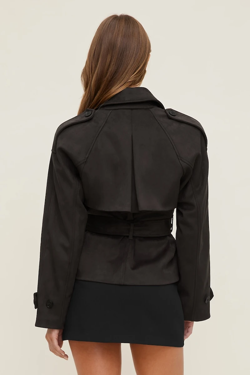 Remi Short Faux Suede Trench Coat