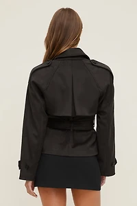 Remi Short Faux Suede Trench Coat