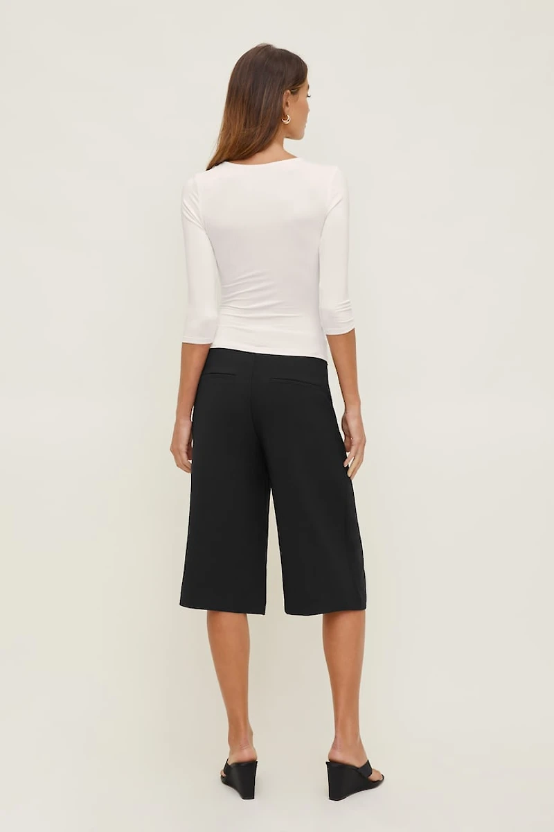 Jupe-culotte taille haute en crêpe