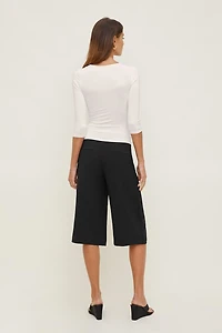 Jupe-culotte taille haute en crêpe