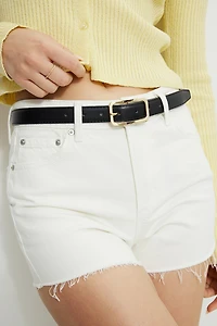 Rounded Square Faux Leather Belt