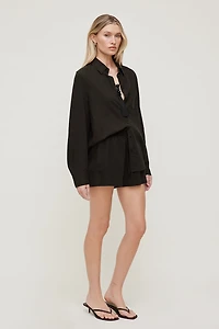 Short à taille haute en lin