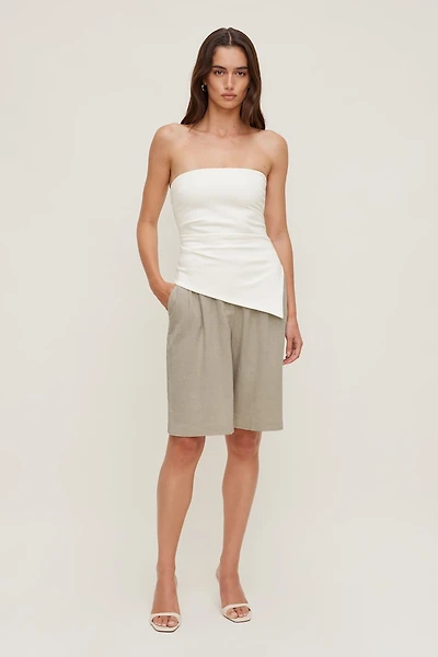 Linen High Rise Bermuda Shorts