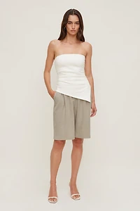 Linen High Rise Bermuda Shorts