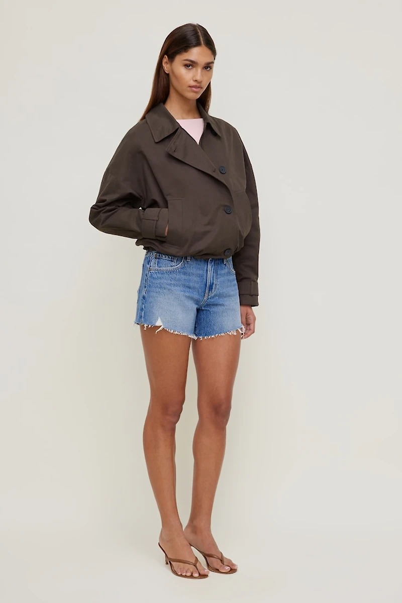 Manteau asymétrique en twill à boutons