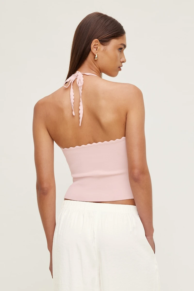 Scallop Trim Sweater Halter Top