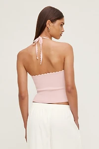 Scallop Trim Sweater Halter Top