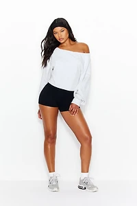 SoftTerry™ Raw-Edge Off Shoulder Sweatshirt