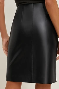 Jupe midi en faux cuir