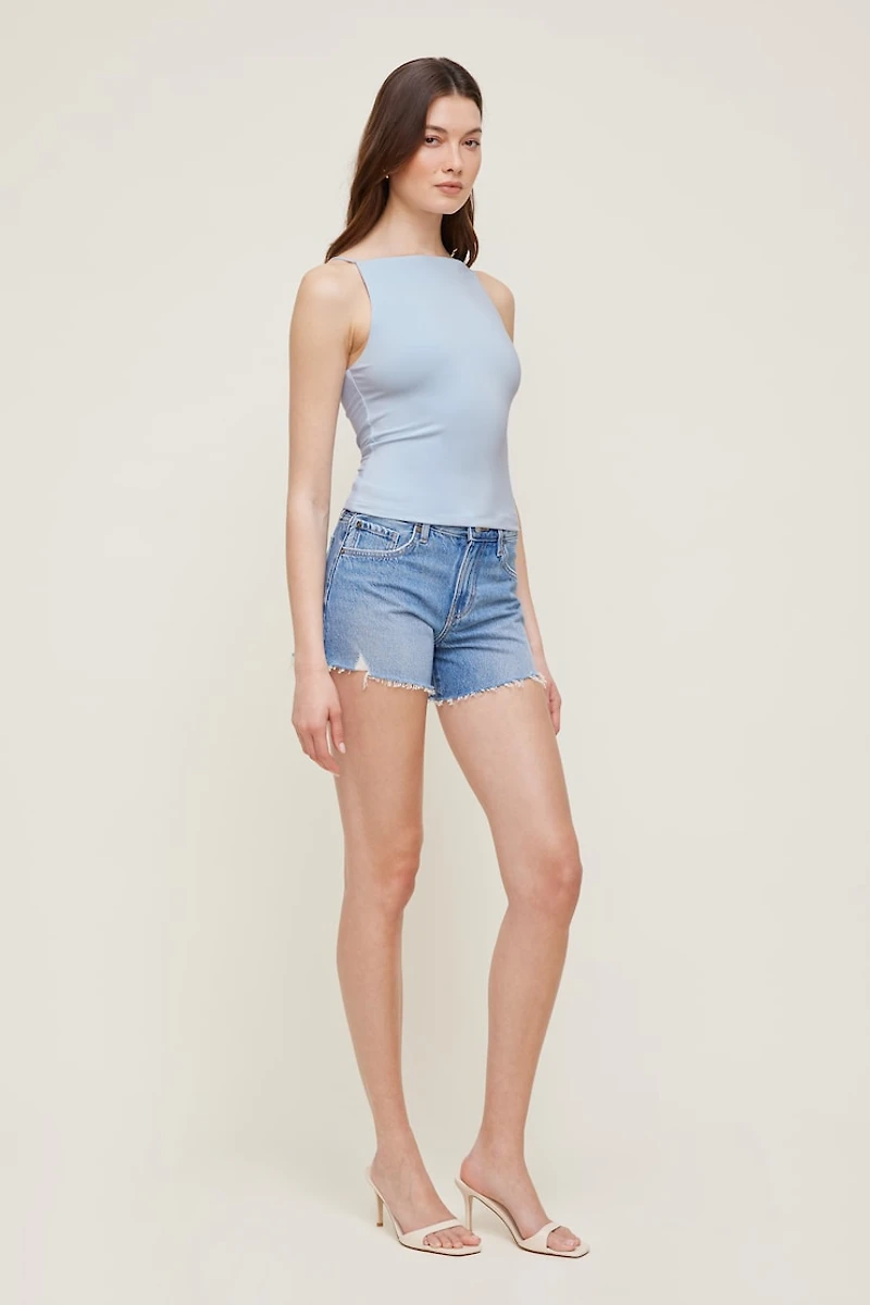 Camisole sculptante à col bateau et bretelles