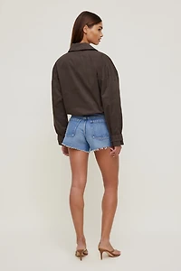Twill Asymmetric Button Up Jacket