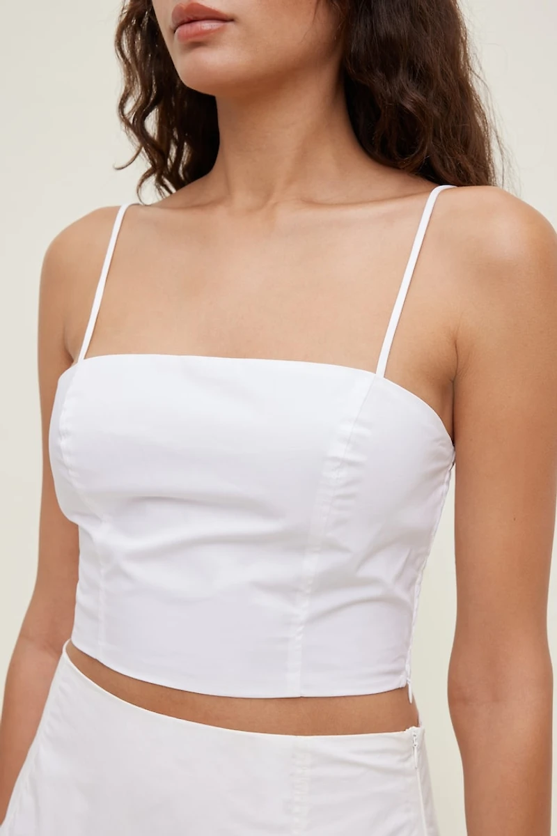 Cropped Poplin Tank Top