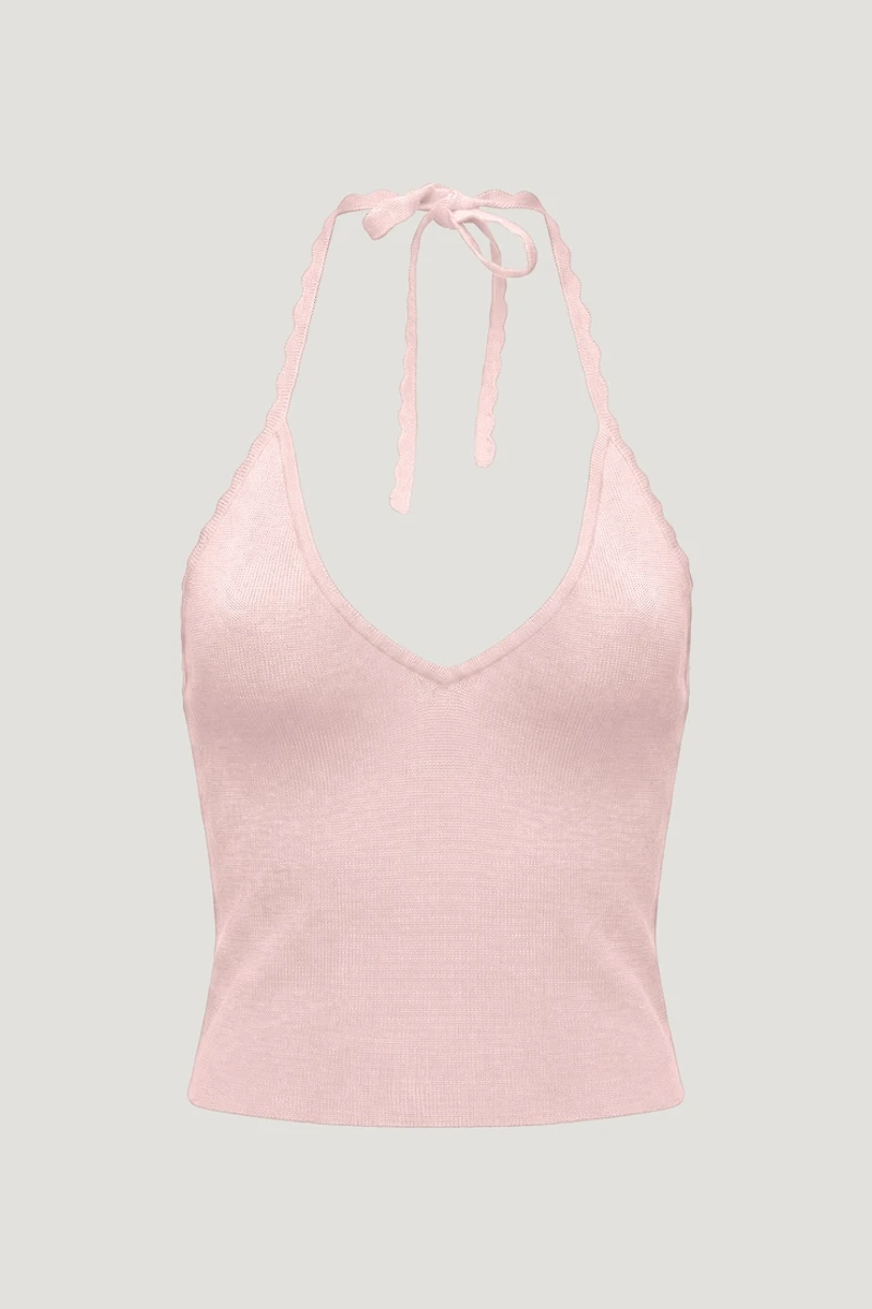 Scallop Trim Sweater Halter Top
