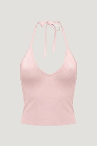Scallop Trim Sweater Halter Top