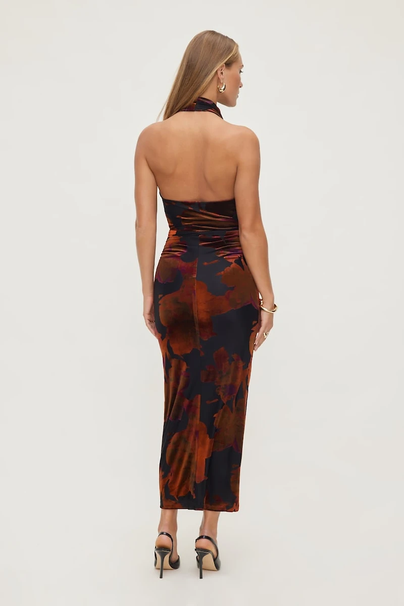 Burnout Halter Maxi Dress
