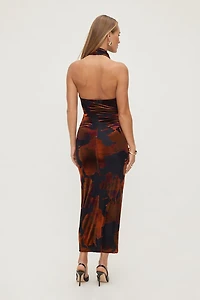 Burnout Halter Maxi Dress