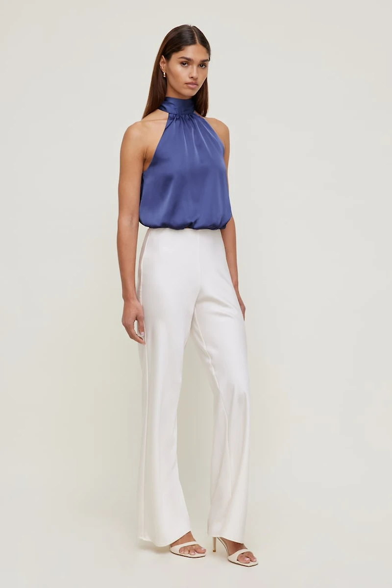 Paloma Bubble Satin Halter Blouse