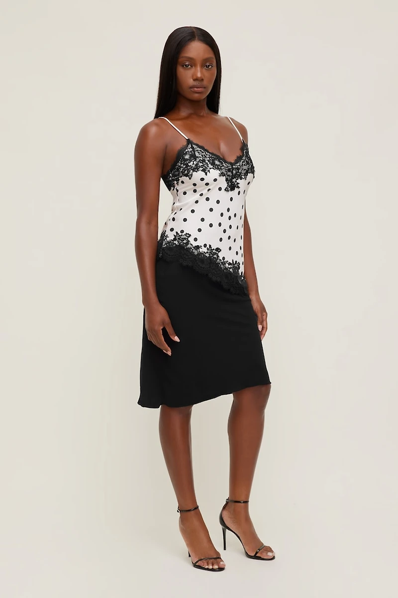 Cassie Asymmetric Lace Satin Cami