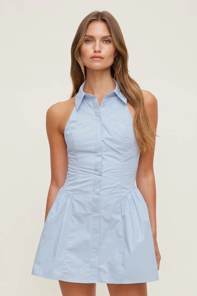 Poplin Halter Mini Dress