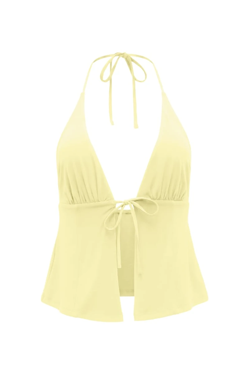 Plunge Tie Front Halter