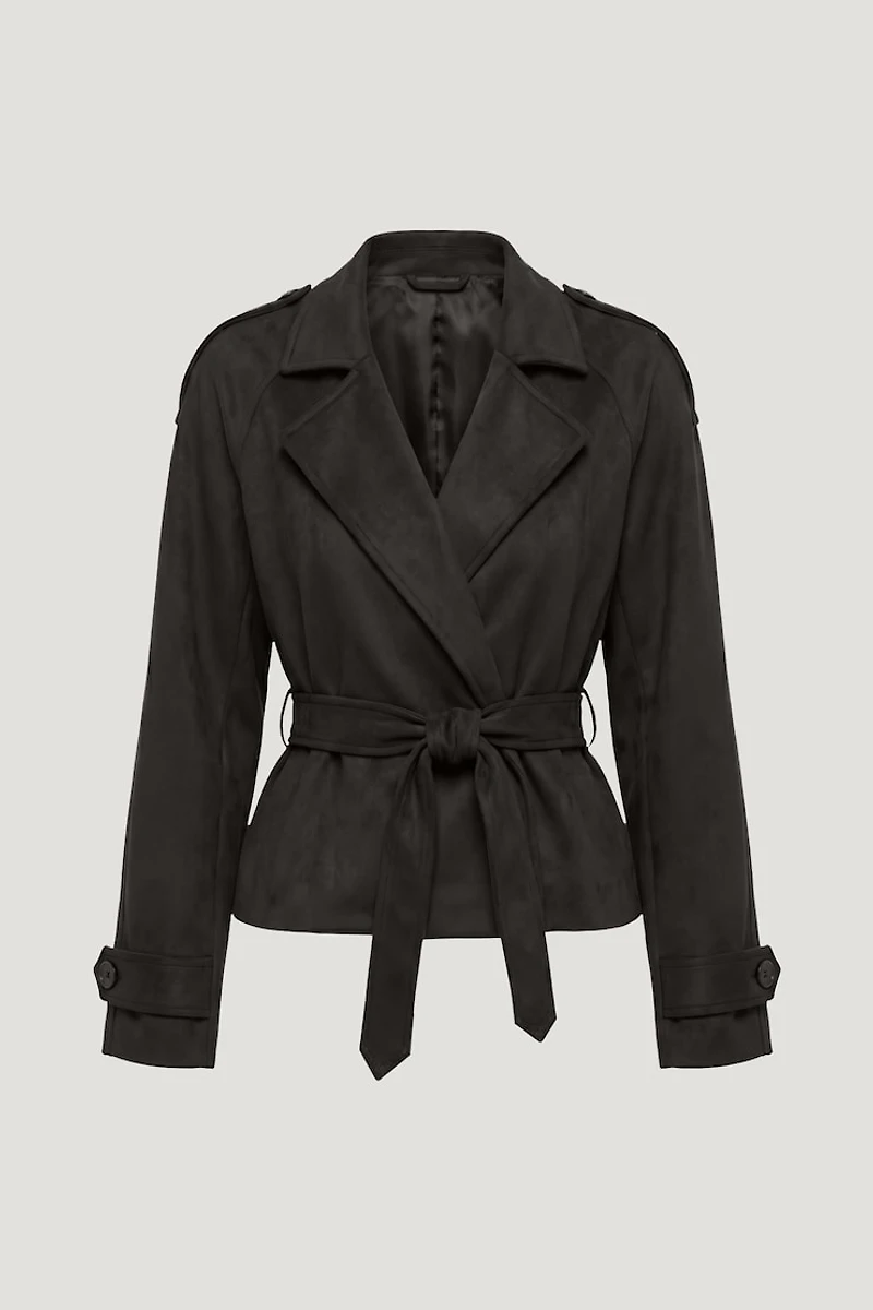 Remi Short Faux Suede Trench Coat