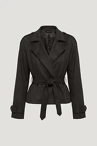 Remi Short Faux Suede Trench Coat