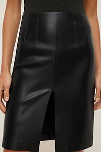 Jupe midi en faux cuir