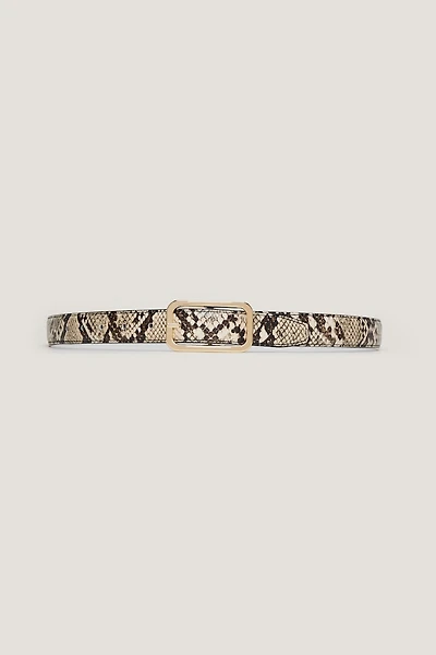 Rounded Rectangle Slim Faux Leather Belt