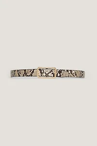 Rounded Rectangle Slim Faux Leather Belt