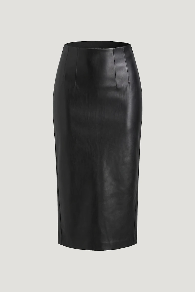 Shiloh Faux Leather Midi Skirt