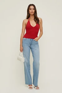 Scallop Trim Sweater Halter Top