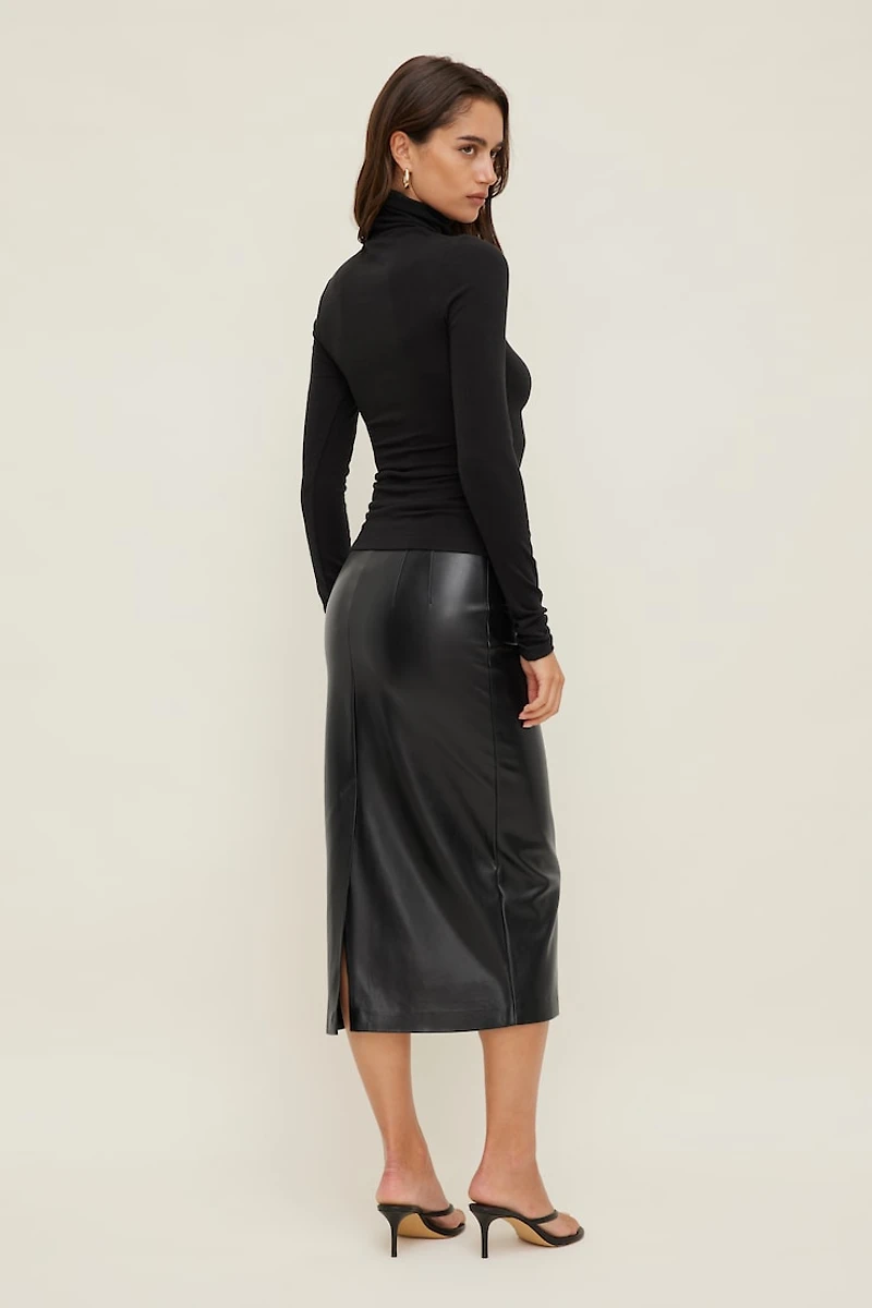 Shiloh Faux Leather Midi Skirt