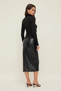 Shiloh Faux Leather Midi Skirt