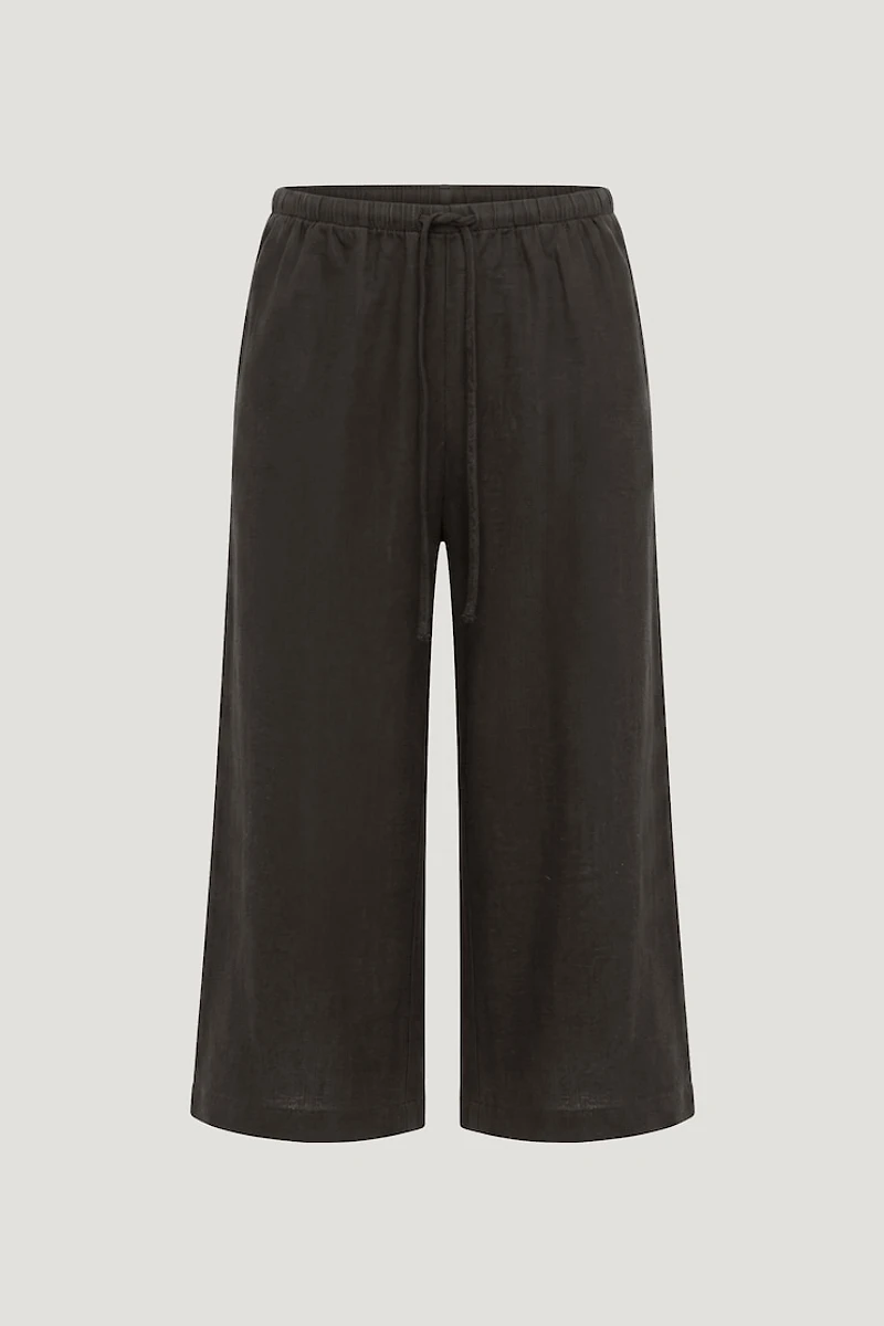 Pantalon capri en lin Leo
