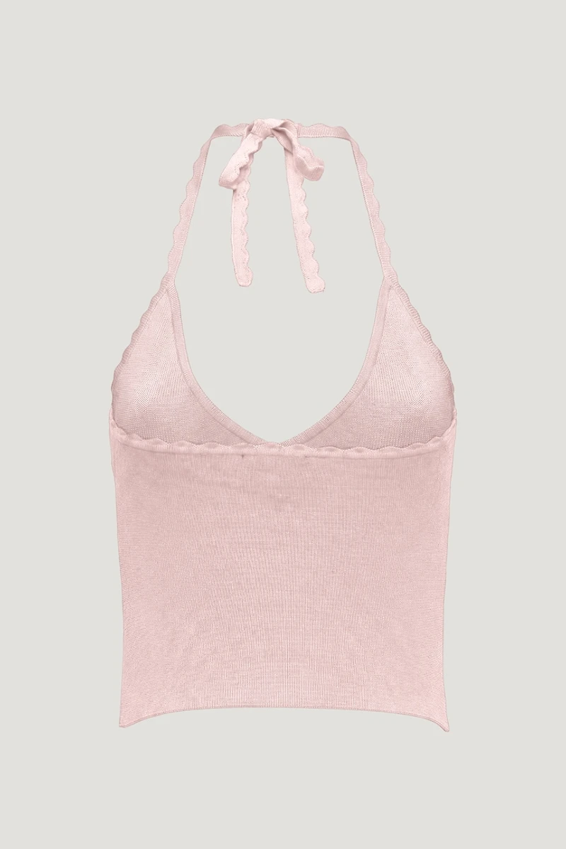 Scallop Trim Sweater Halter Top