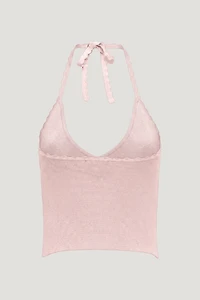 Scallop Trim Sweater Halter Top