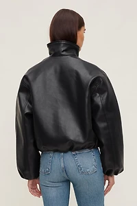 Blouson aviateur croisé en faux cuir