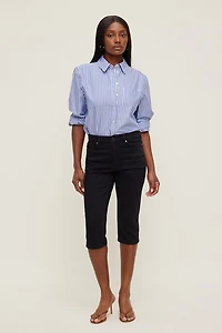 Jean capri extensible à taille haute